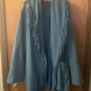 Woman Within Teal Fleece Outerwear